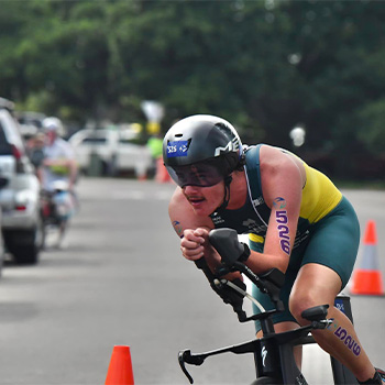 Jack Howell on the bike leg of a para triathlon