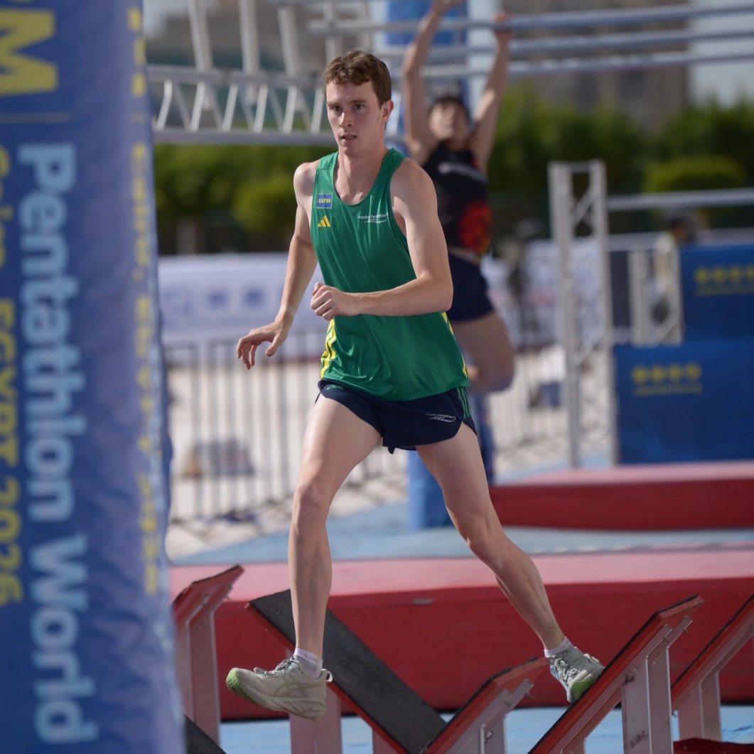 Nicholas Odgers competing in modern pentathlon