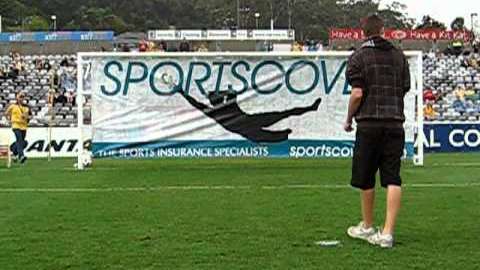Sportscover banner at a Football event. Kick for Cash.